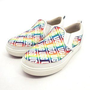 UGG Kids Caplan Slip-On Sneakers Rainbow Logo White Size 4